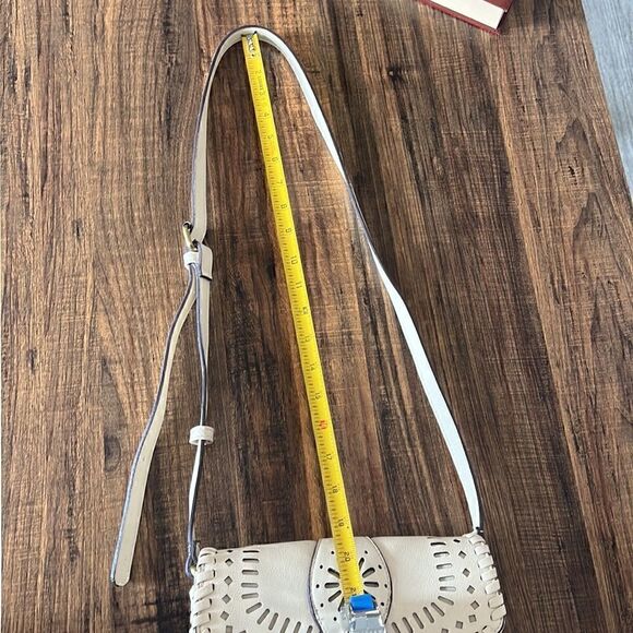 Sole Society Cream Crossbody Bag Boho Perforated Faux Leather Purse - Picture 8 of 11
